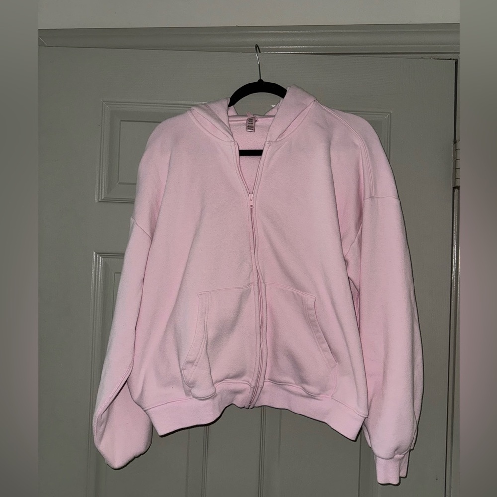 SKIMS cotton fleece zip up hoodie
